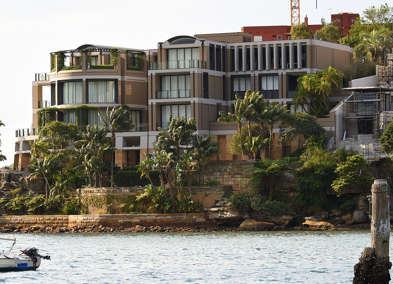Wingadal, John Symond's Point Piper estate, seen from Seven Shillings Beach